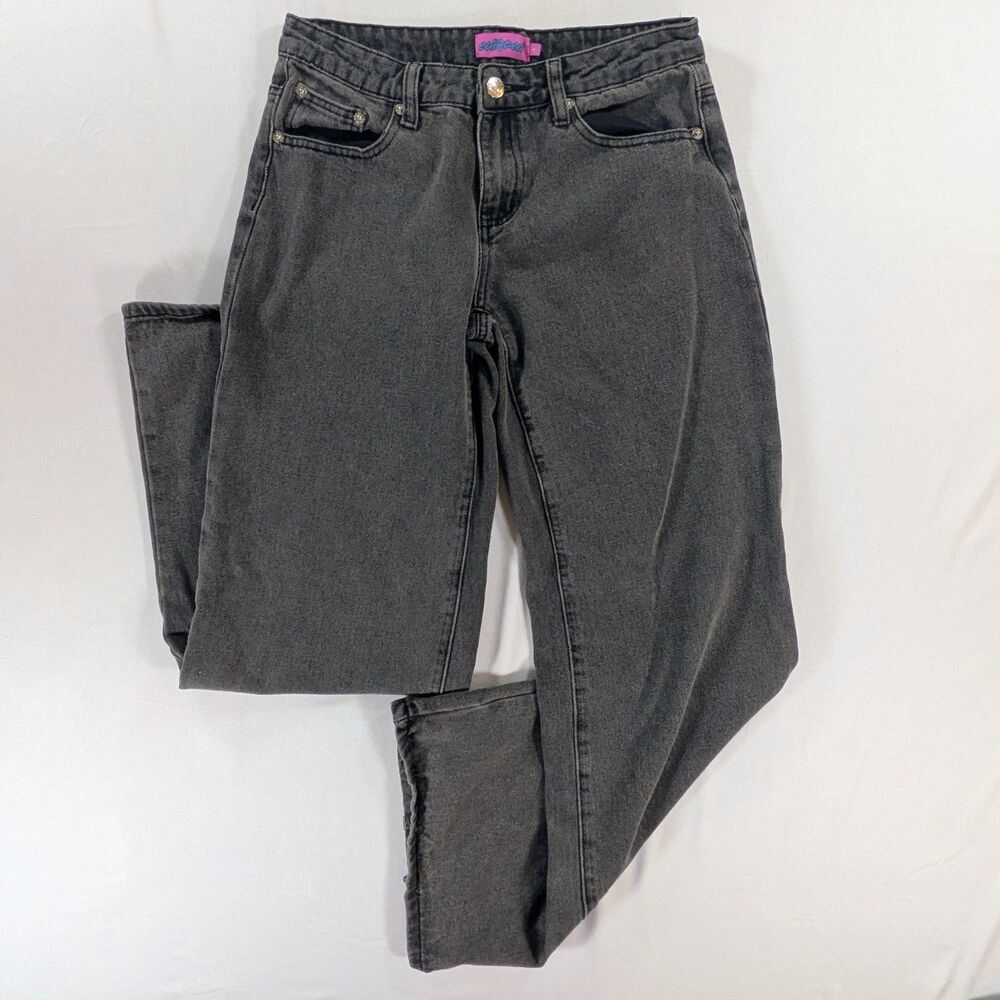 Edikted Black Low Rise Wide Leg Jeans Size Small Inseam 30"